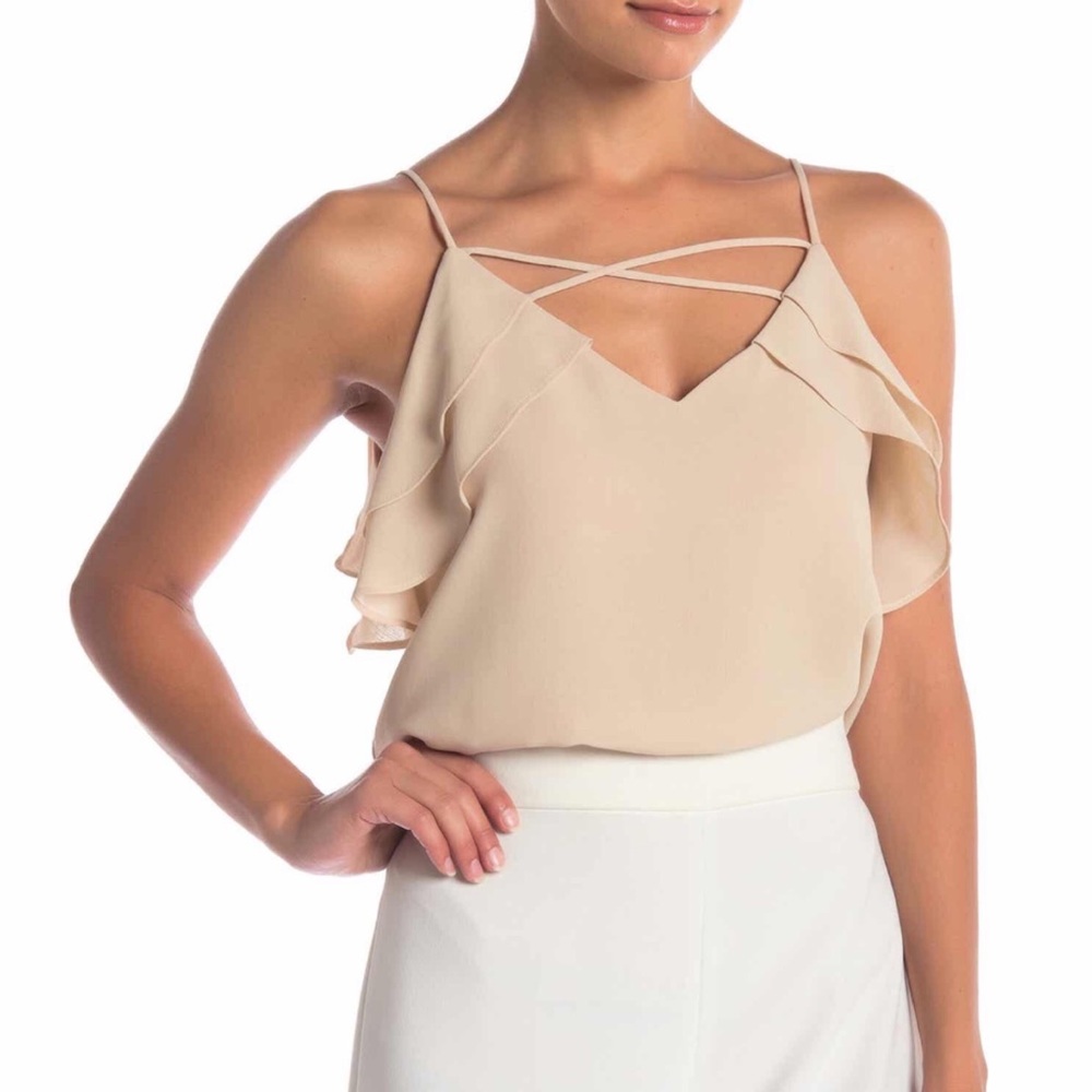 Naked Zebra Strappy Ruffle Tank Top M